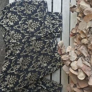 Damask black and gold pants